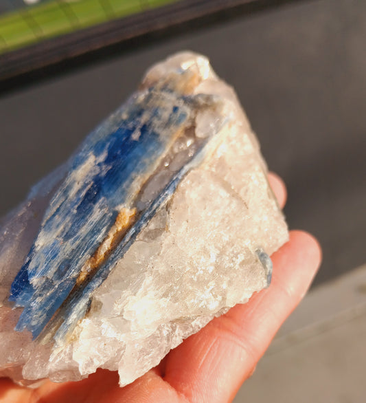 Premium Natural Blue Kyanite THICK CHUNK with quartz (Raw Crystal Rough)