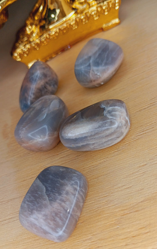 Grey and Peach Moonstone/ Tumbled Moonstone /A stone for “new beginnings”,