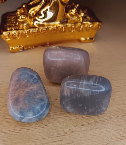 Grey and Peach Moonstone/ Tumbled Moonstone /A stone for “new beginnings”,