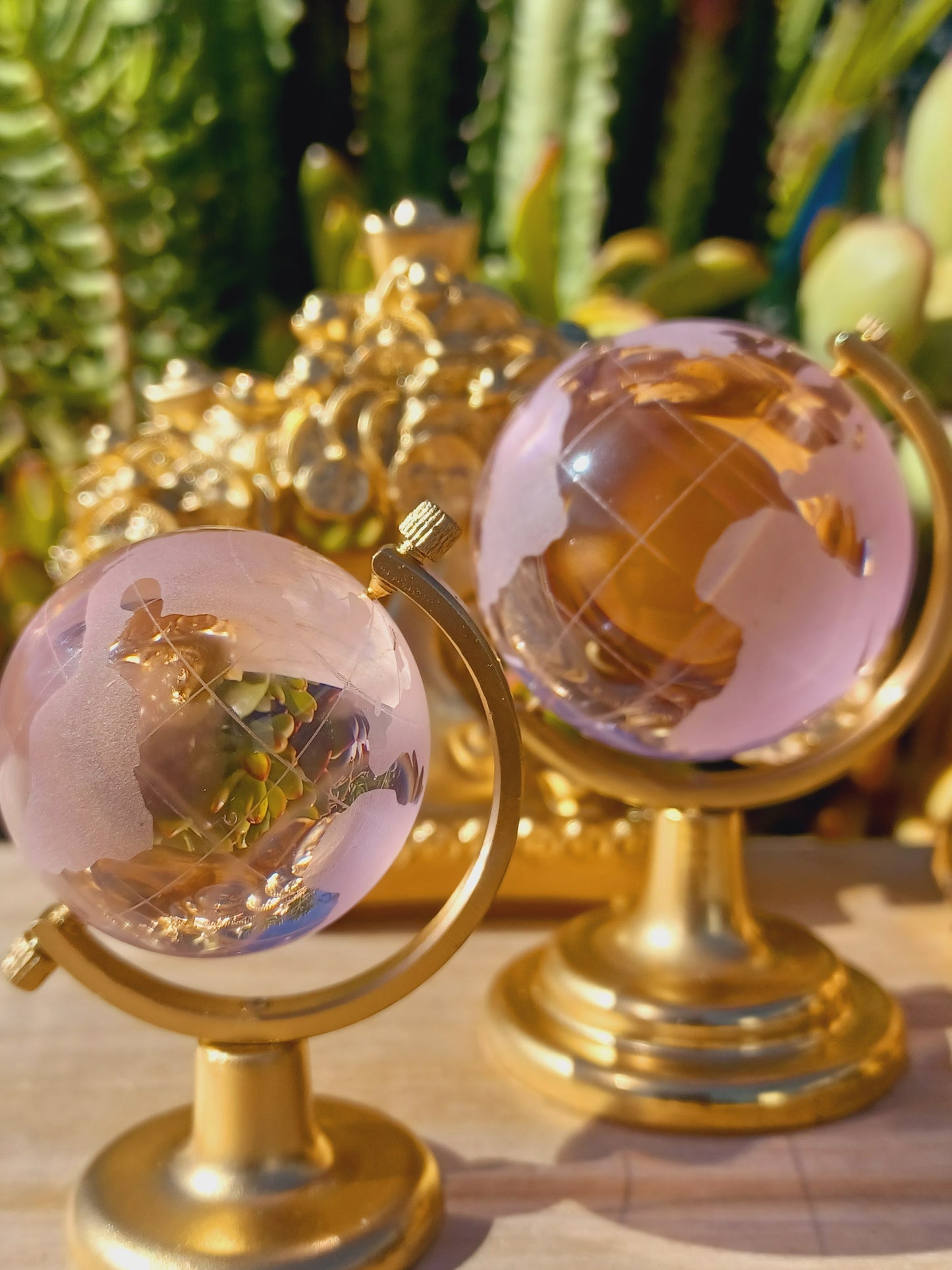 Rose Quartz Crystal Map Globe