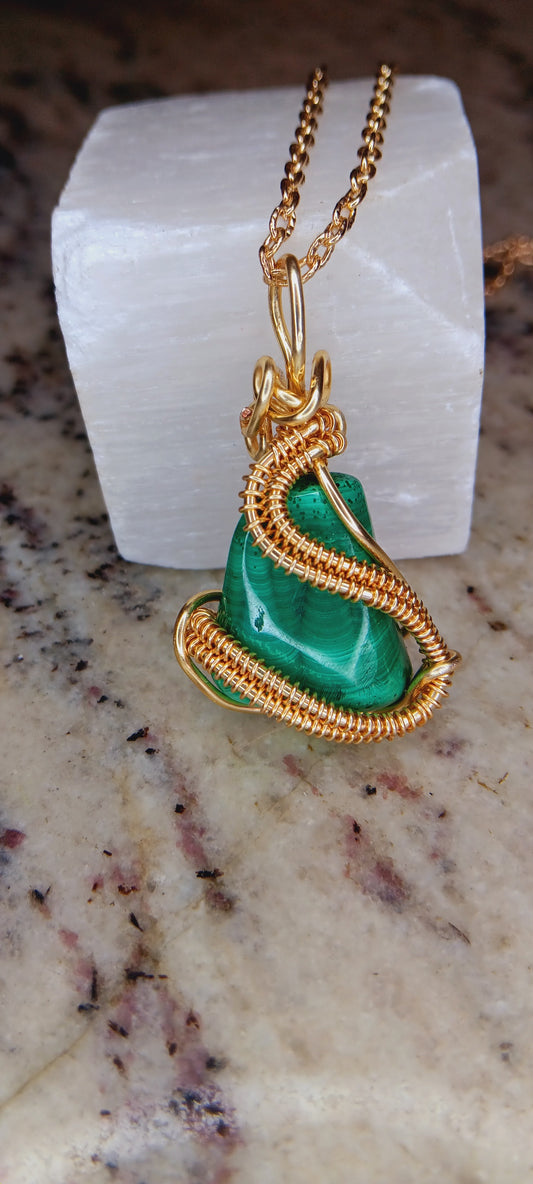 The Transformation Stone: Malachite Pendant Necklace