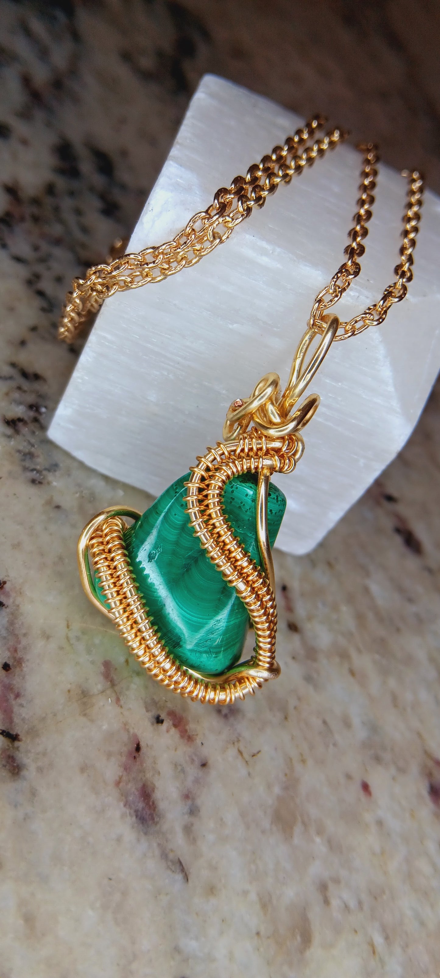 The Transformation Stone: Malachite Pendant Necklace
