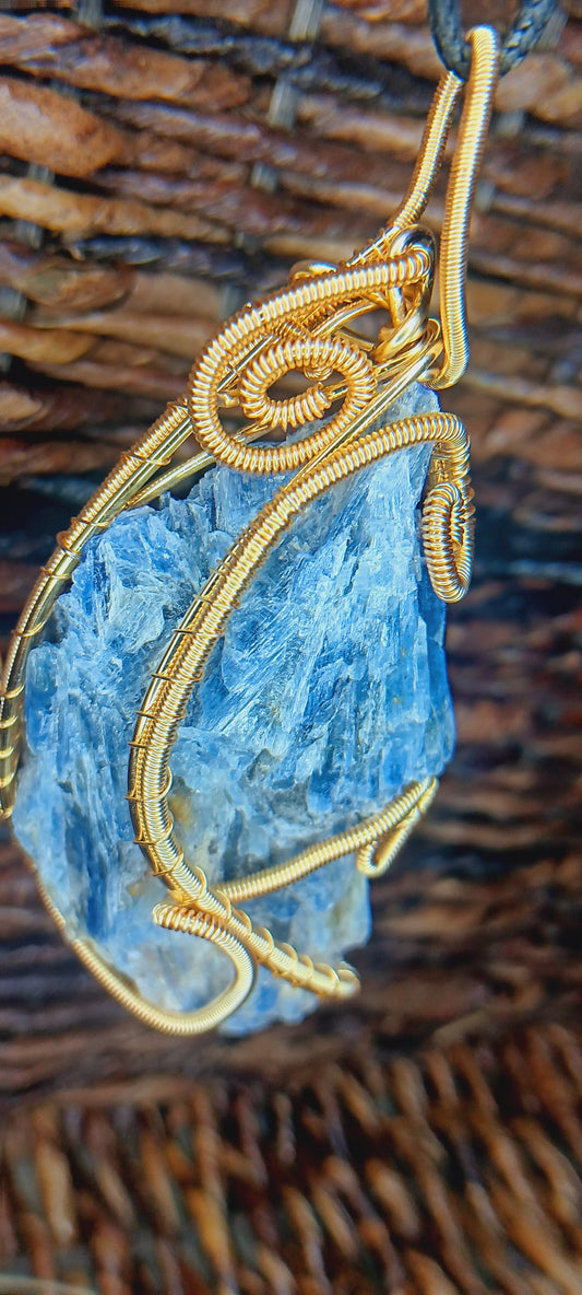Raw Blue Kyanite Crystal Pendant