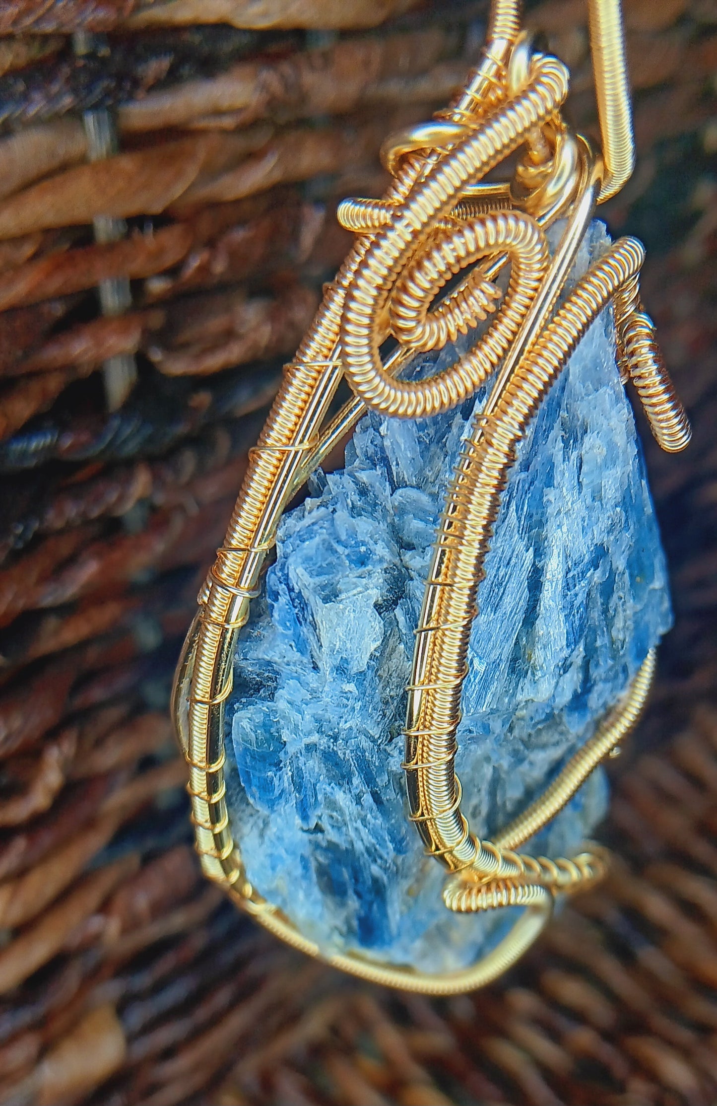 Raw Blue Kyanite Crystal Pendant