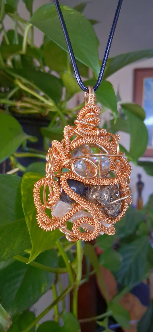 Sanctuary Within-Pyrite, Blue Tiger's Eye, Clear Quartz,Selenite