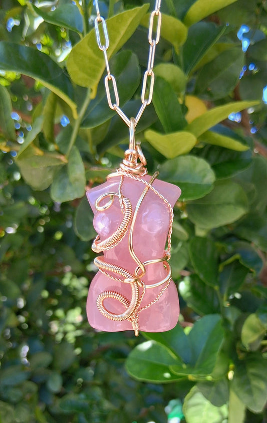 "Embodied Truth " Rose Quartz Torso Pendant