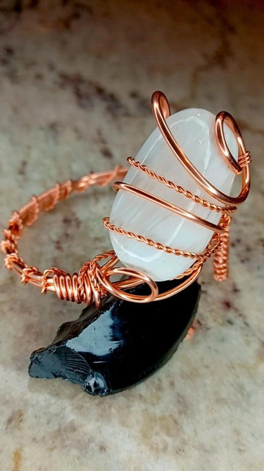 Scolecite Copper Bracelet Cuff "Compassion"