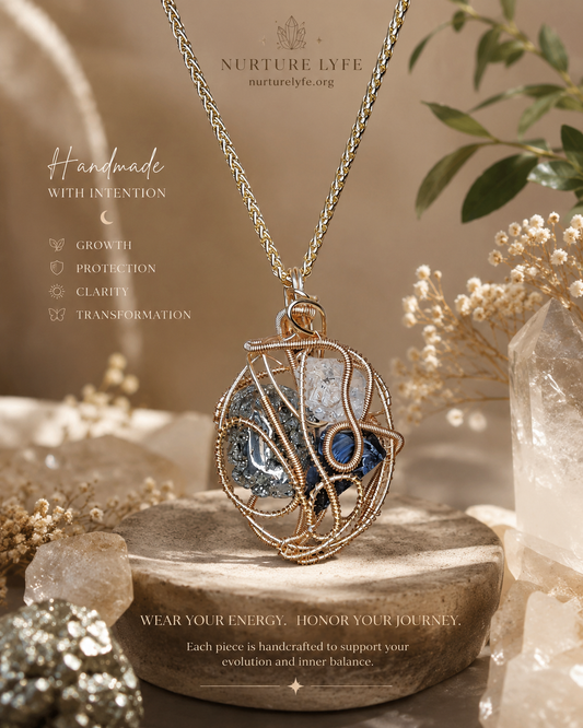 Forge Within Pendant/Pyrite • Black Obsidian • Clear Quartz Pendant