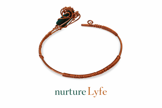 Copperleaf Embrace-Nephrite Jade Copper Wire Wrapped Necklace