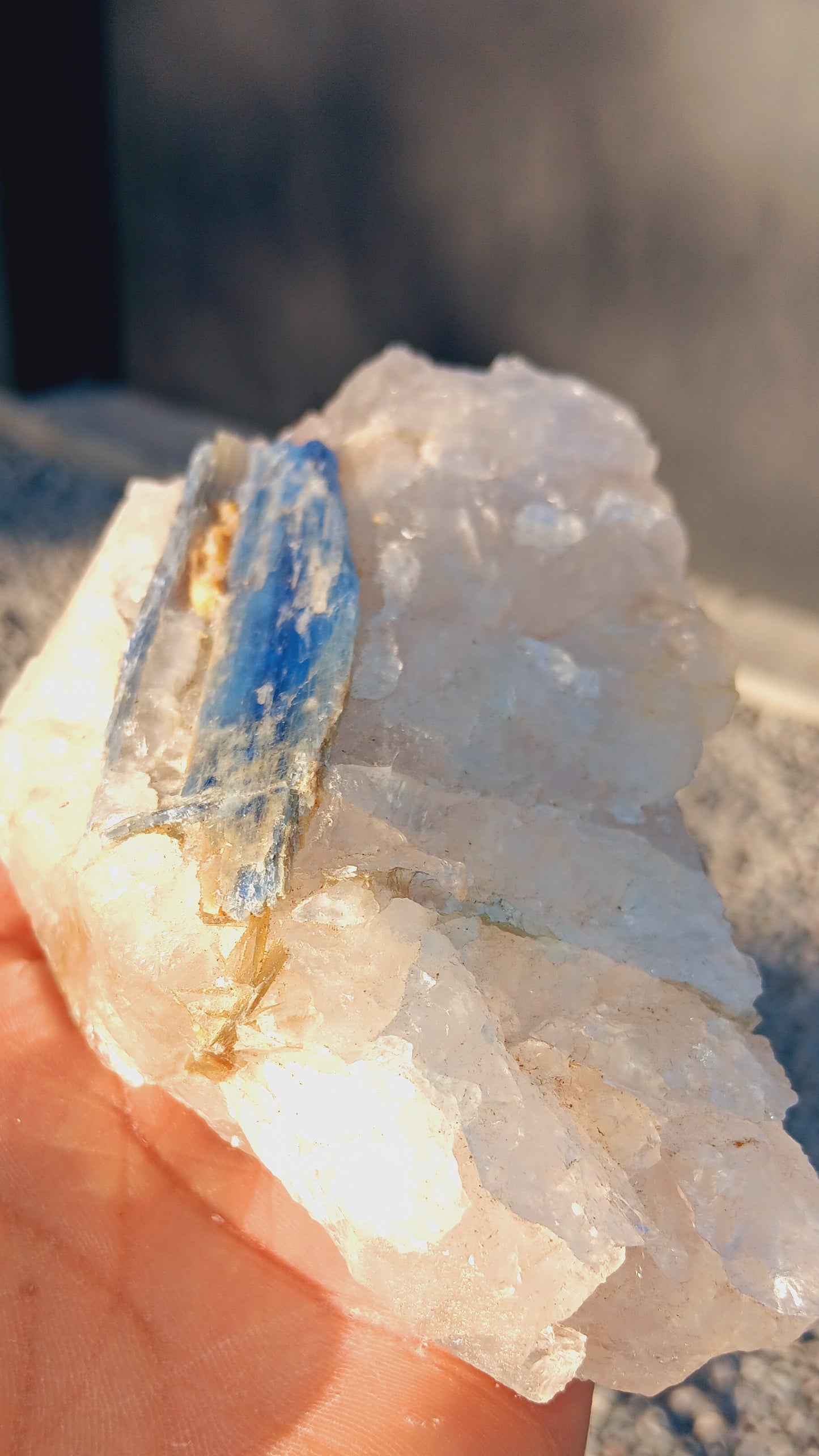 Premium Natural Blue Kyanite THICK CHUNK with quartz (Raw Crystal Rough)