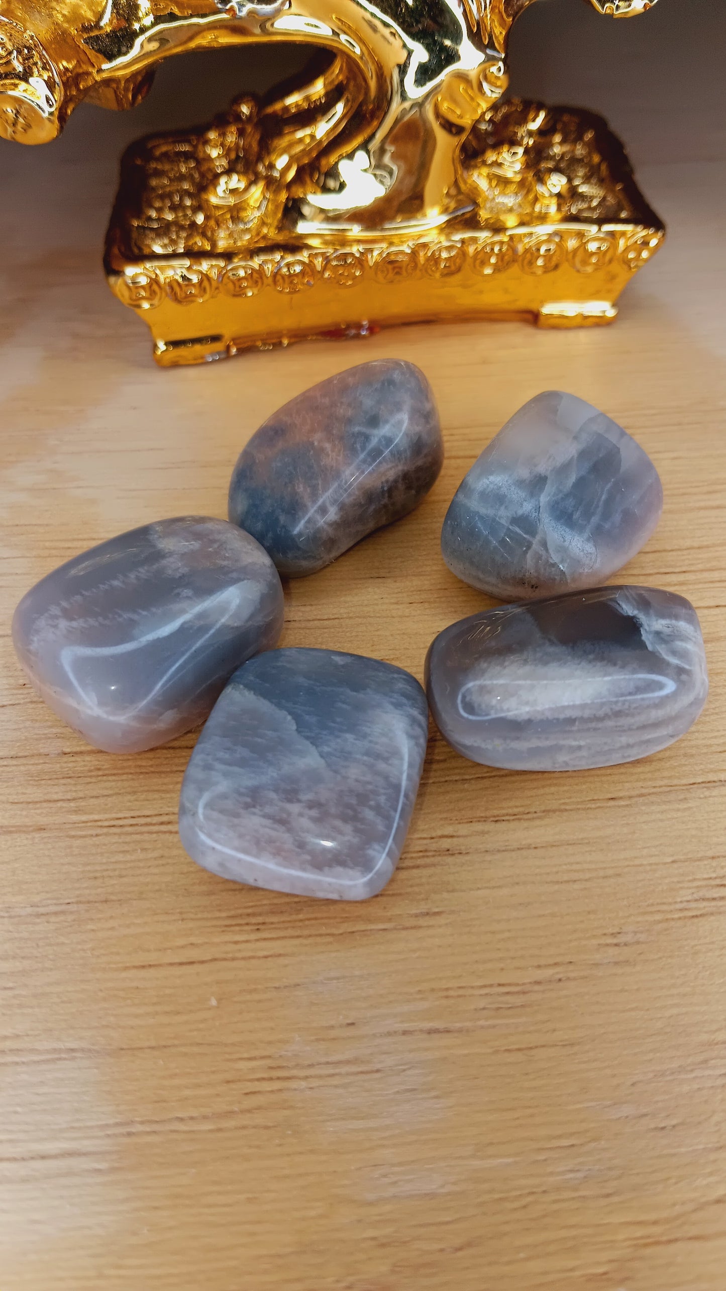 Grey and Peach Moonstone/ Tumbled Moonstone /A stone for “new beginnings”,