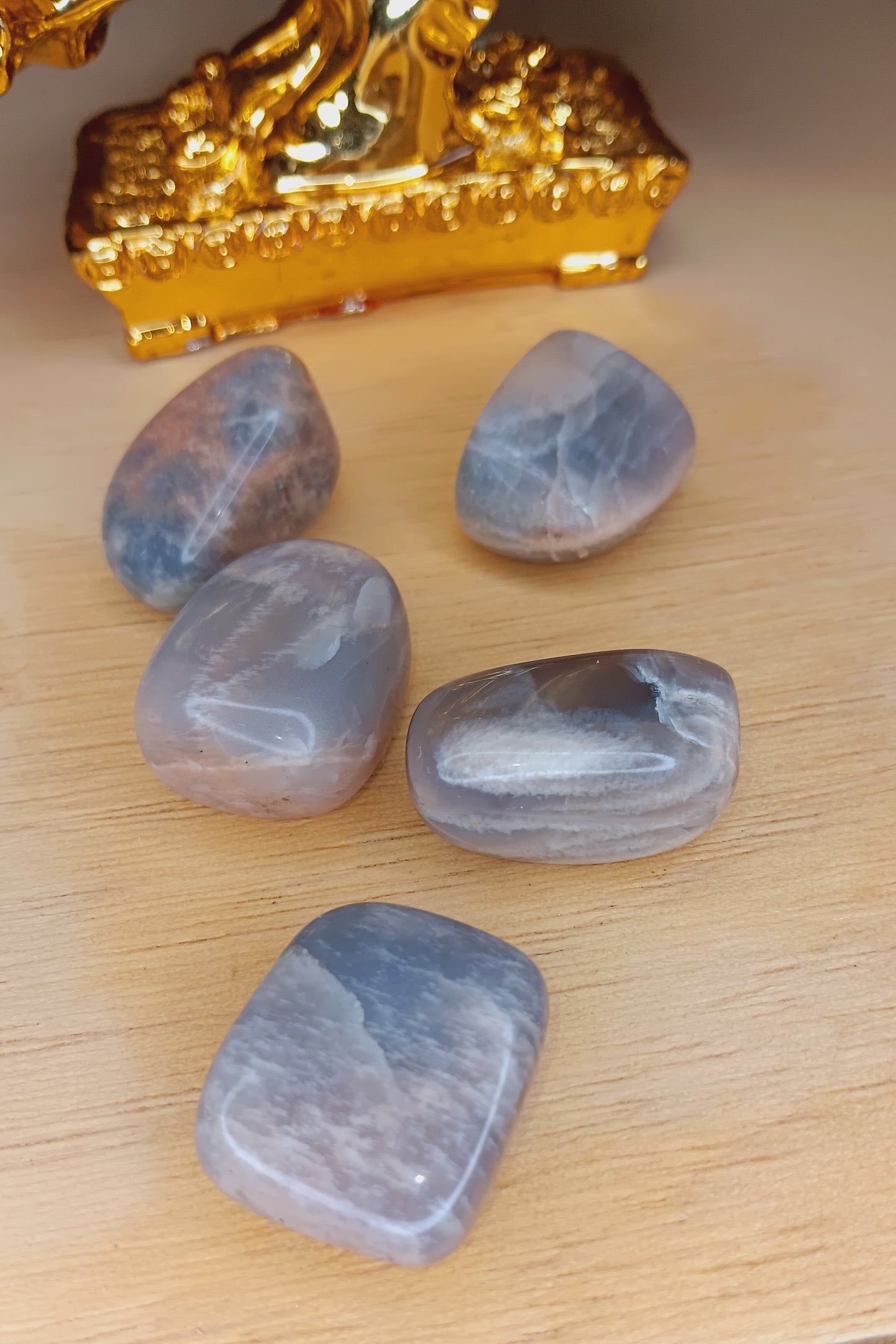 Grey and Peach Moonstone/ Tumbled Moonstone /A stone for “new beginnings”,