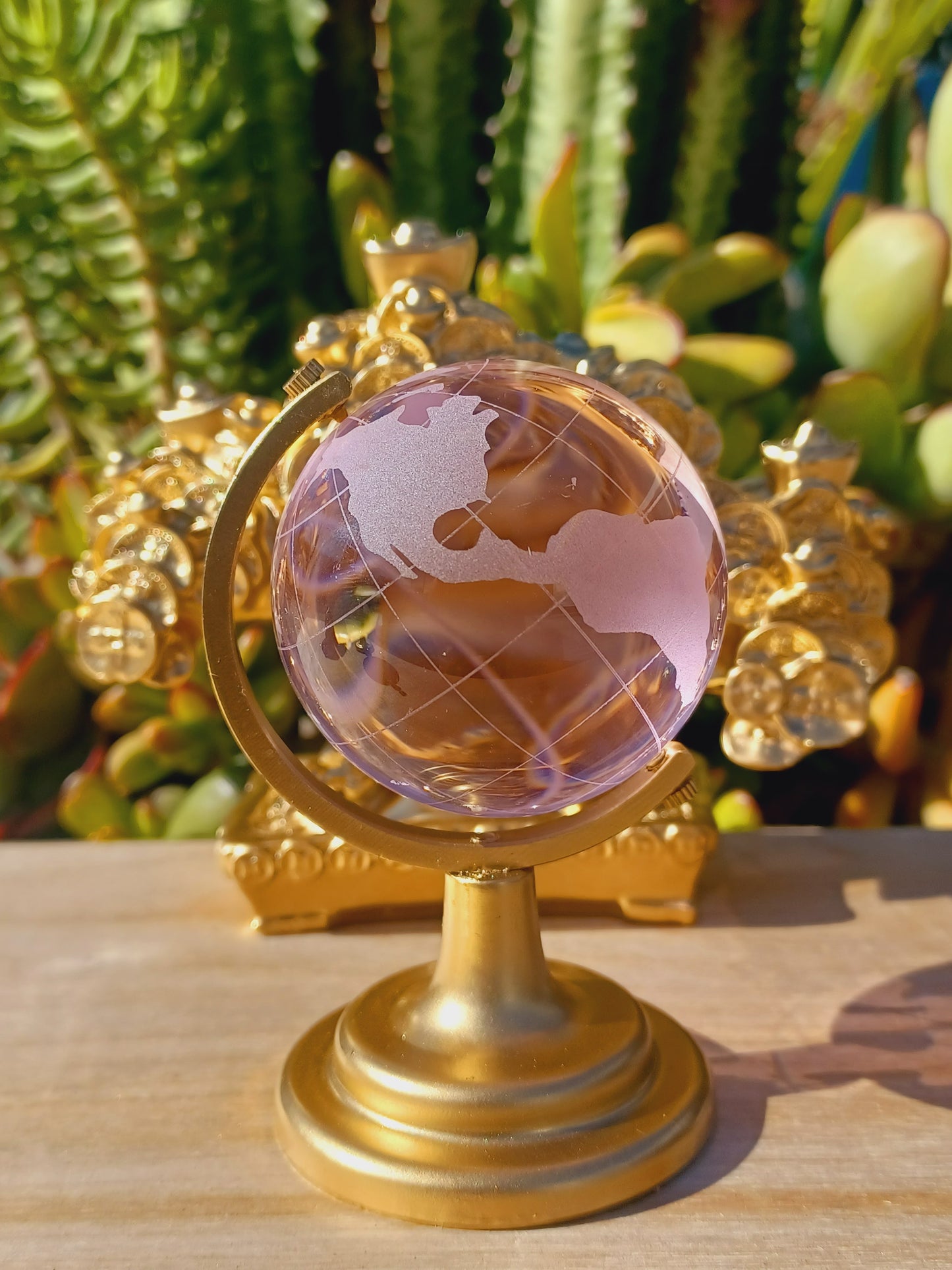 Rose Quartz Crystal Map Globe