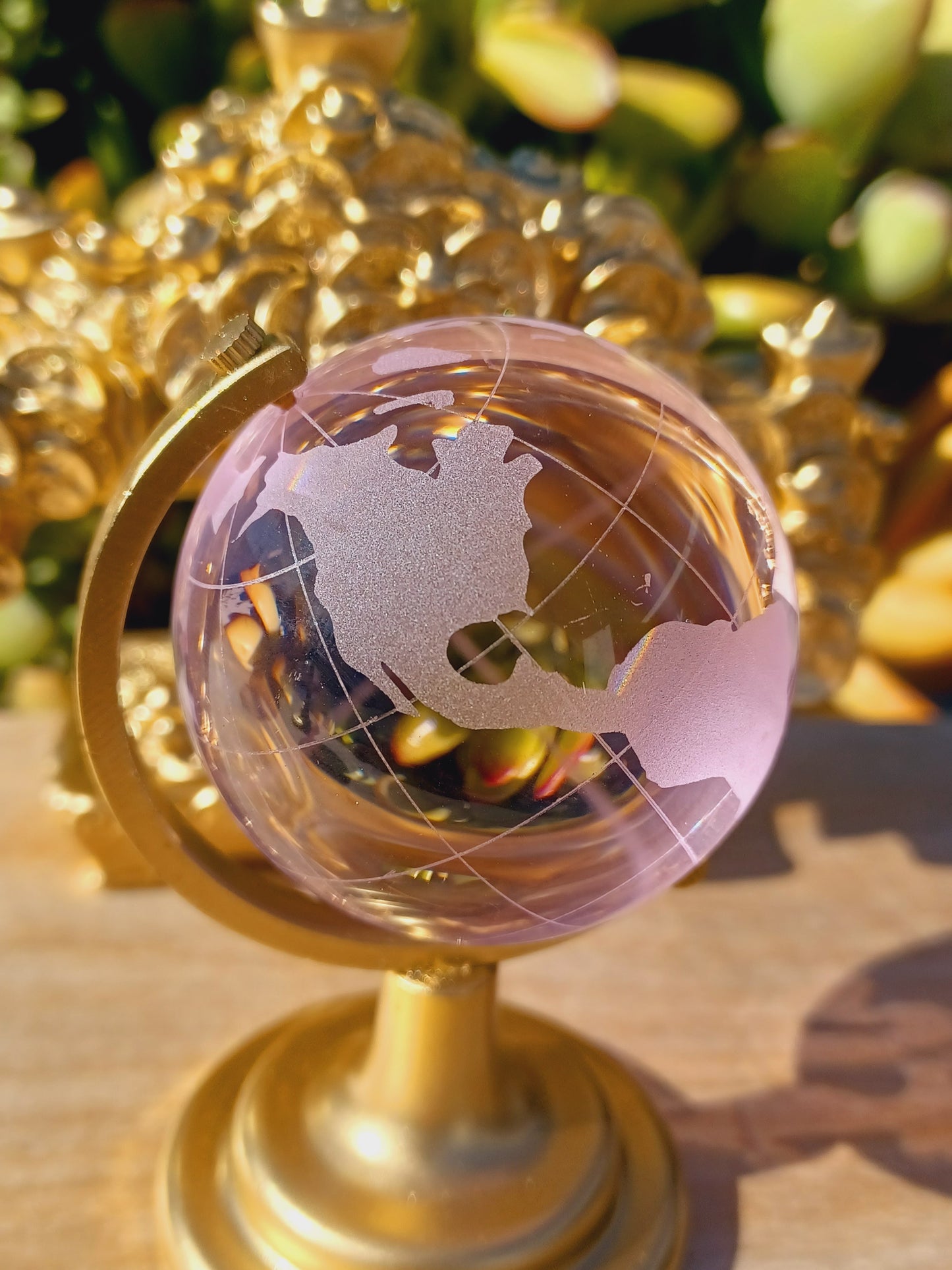 Rose Quartz Crystal Map Globe