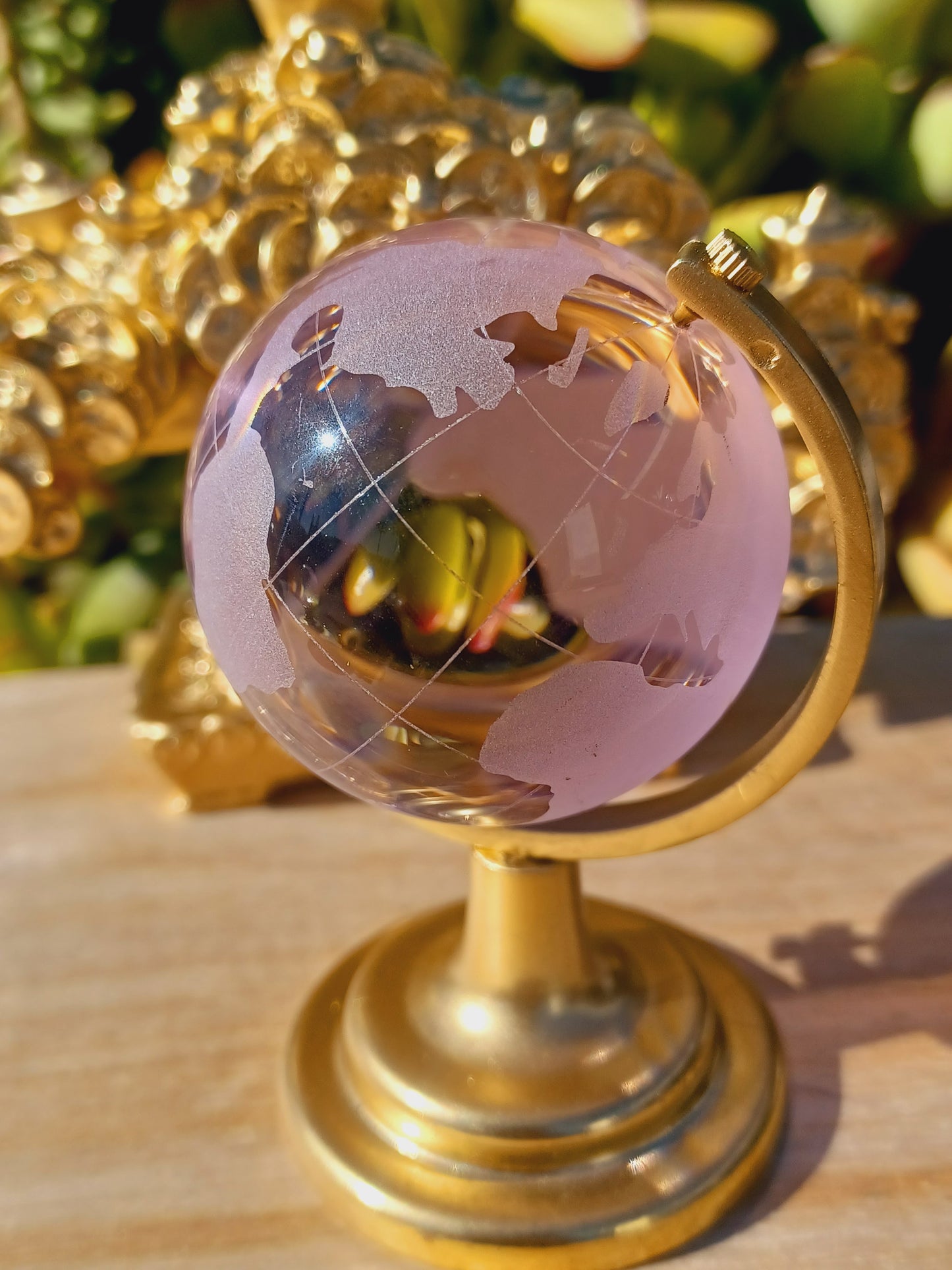 Rose Quartz Crystal Map Globe