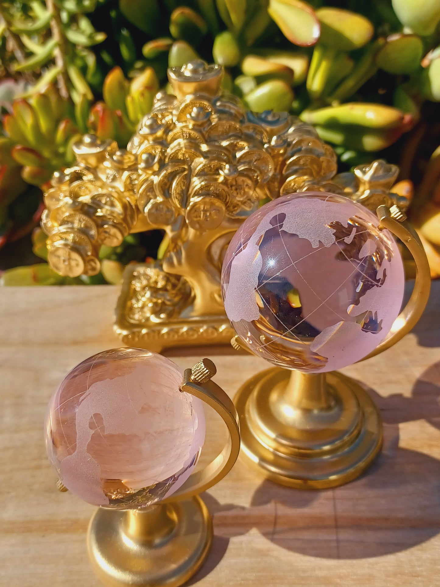 Rose Quartz Crystal Map Globe