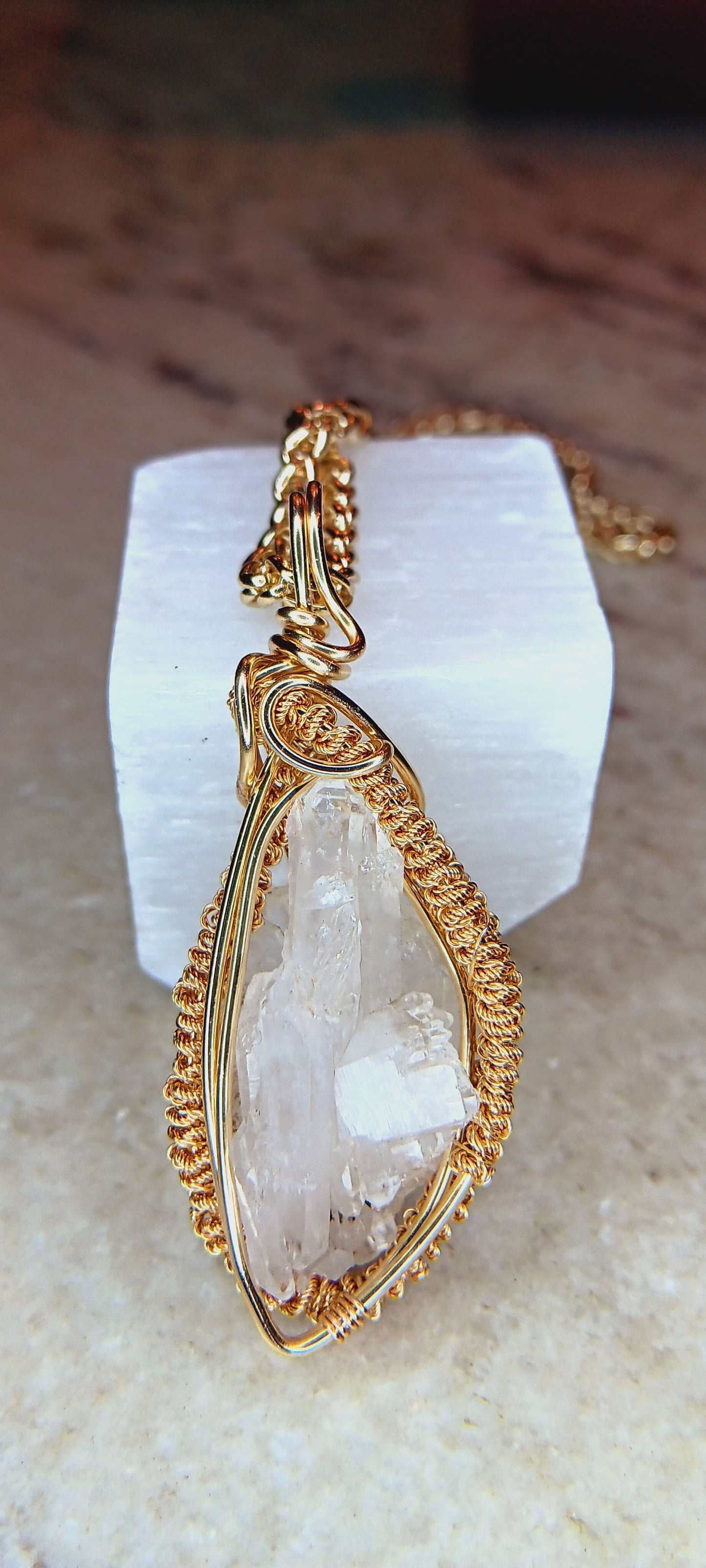 Double Terminated tabular crystal pendant