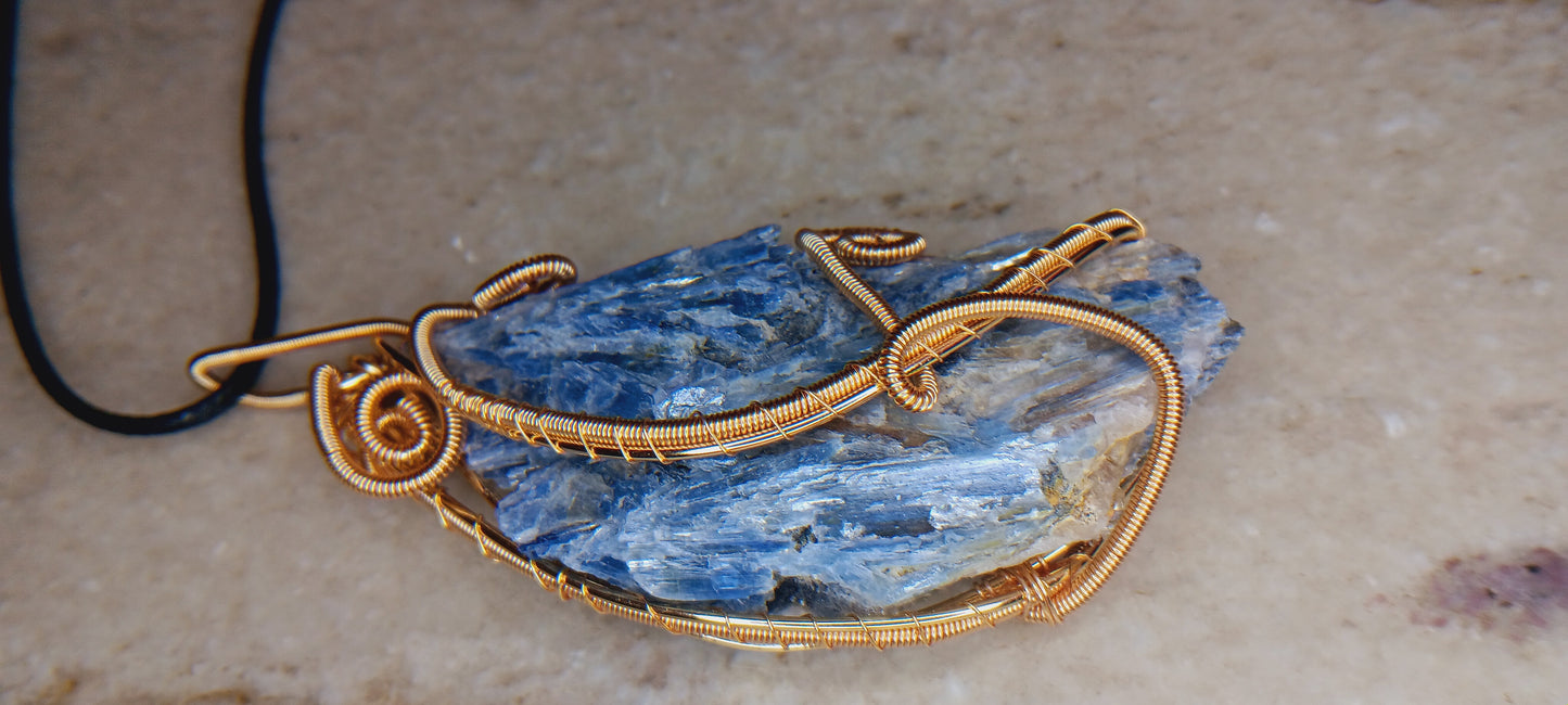 Raw Blue Kyanite Crystal Pendant