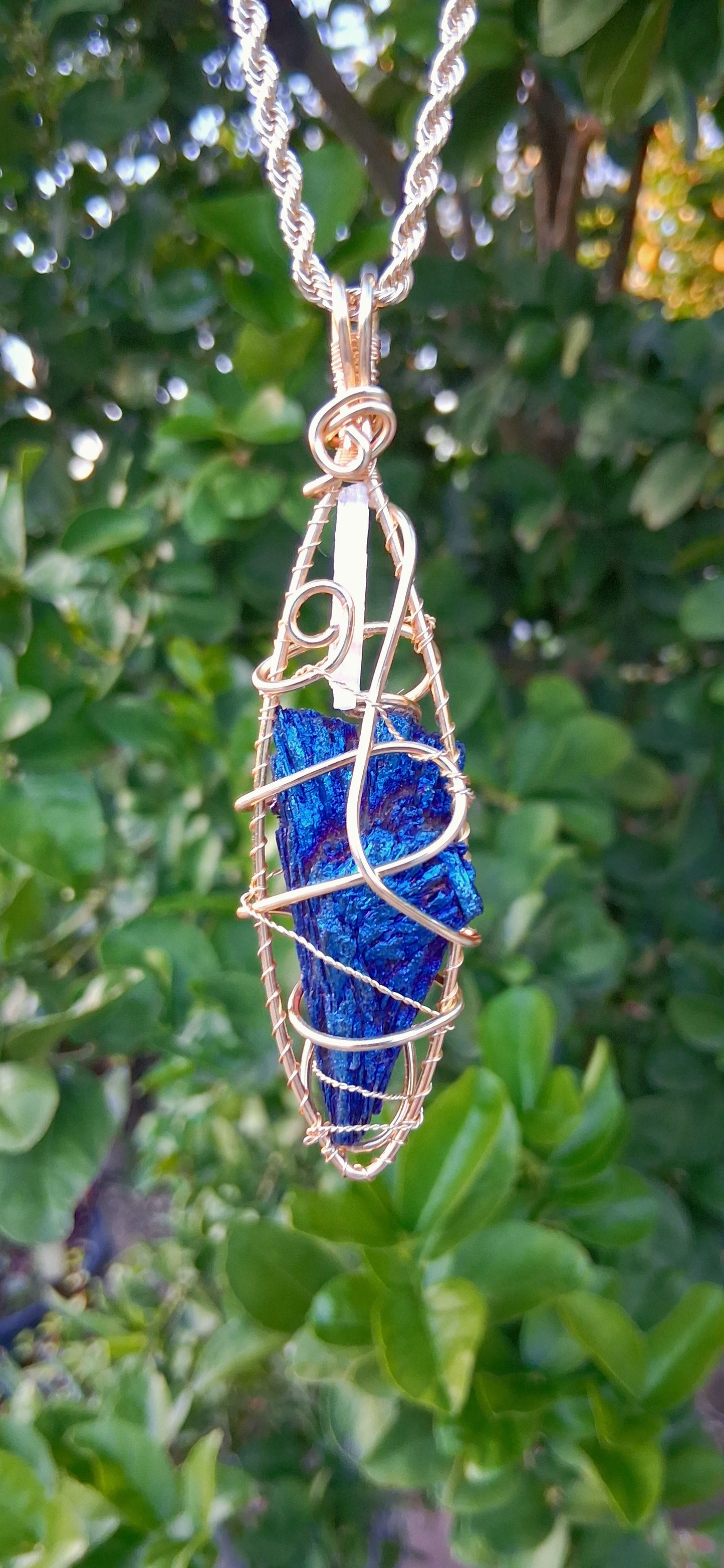 "Stillness"- Selenite and Titanium Black Kyanite Pendant