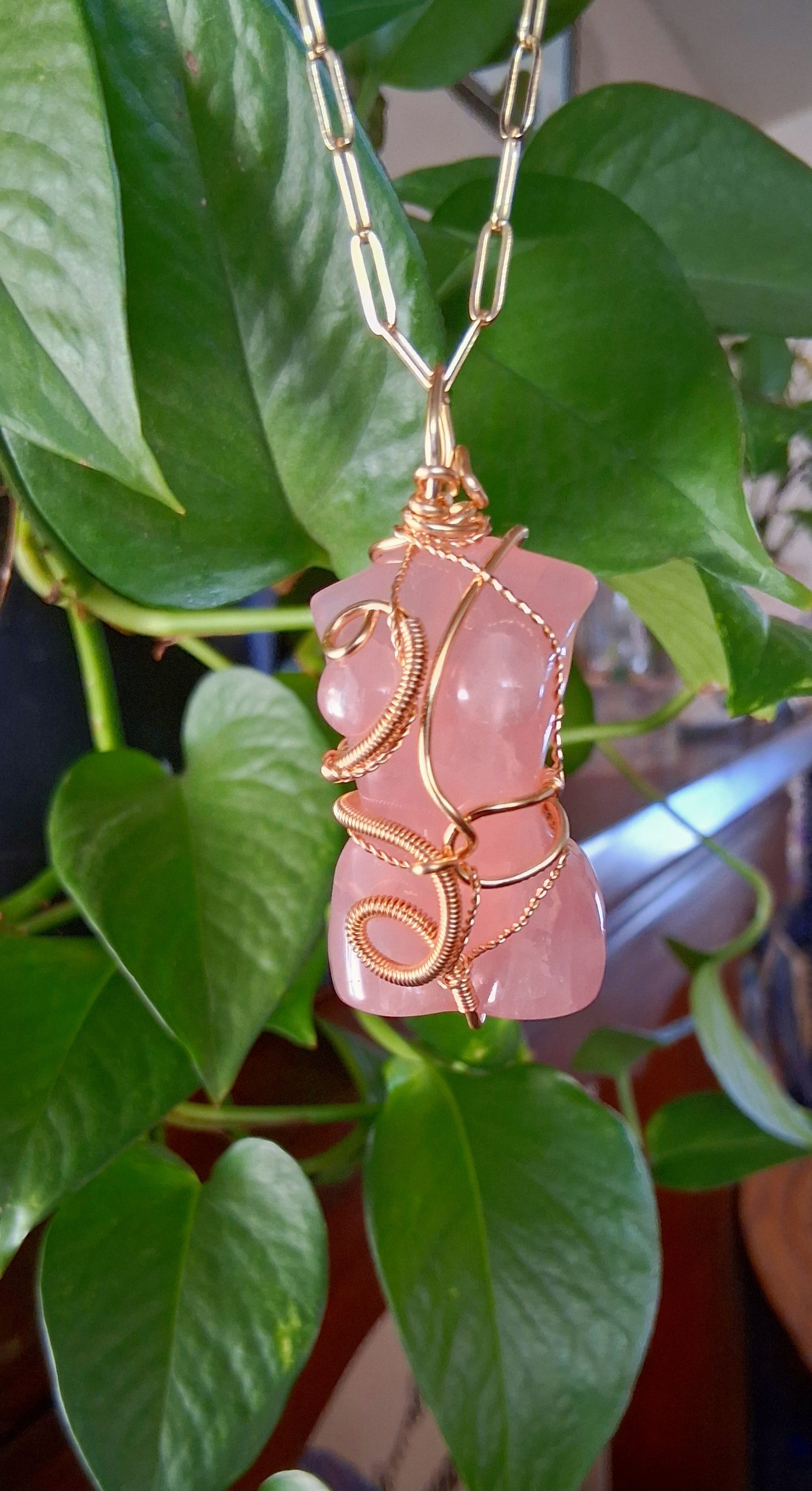 "Embodied Truth " Rose Quartz Torso Pendant