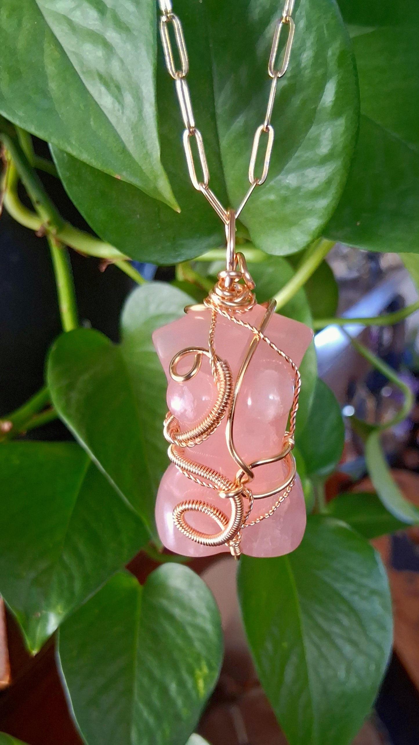"Embodied Truth " Rose Quartz Torso Pendant