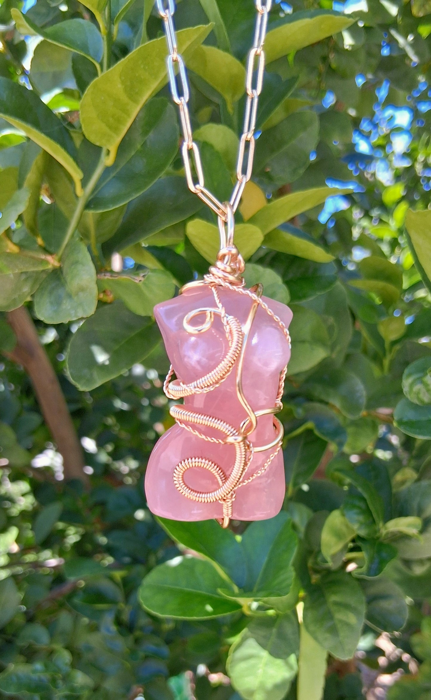 "Embodied Truth " Rose Quartz Torso Pendant