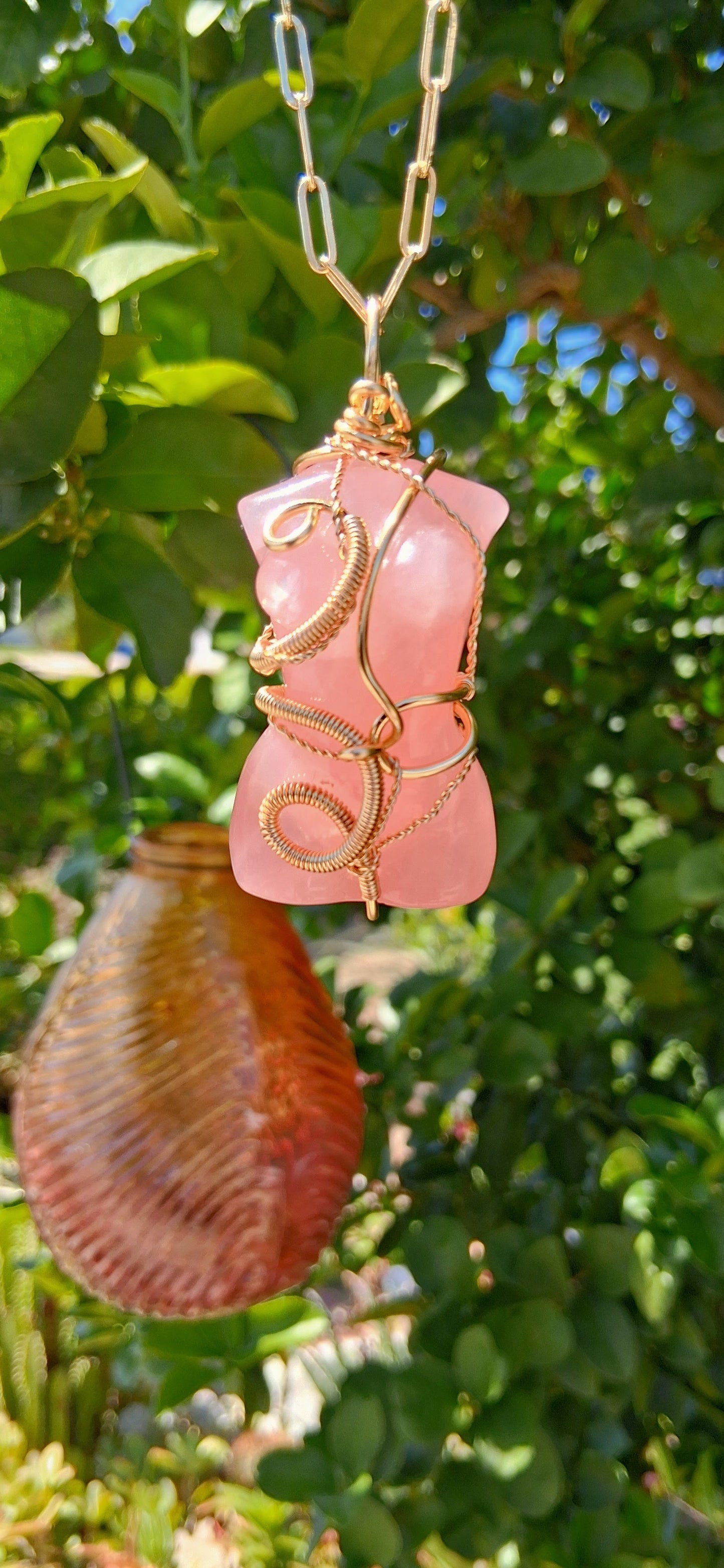"Embodied Truth " Rose Quartz Torso Pendant