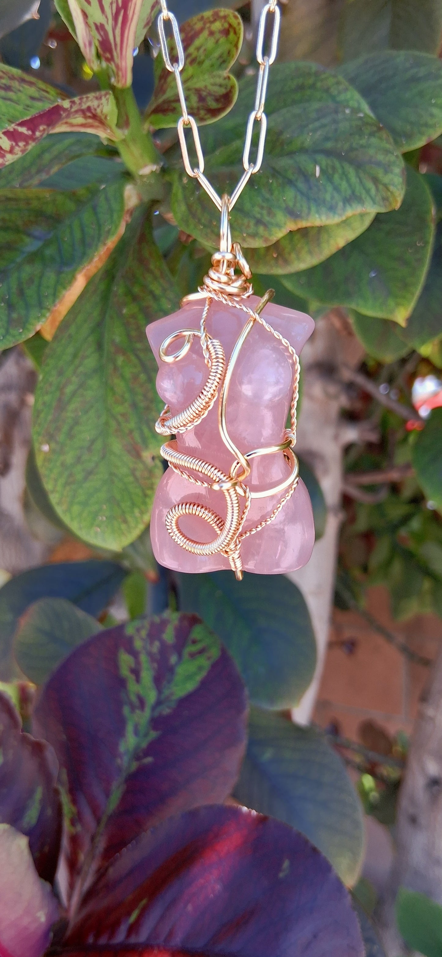 "Embodied Truth " Rose Quartz Torso Pendant
