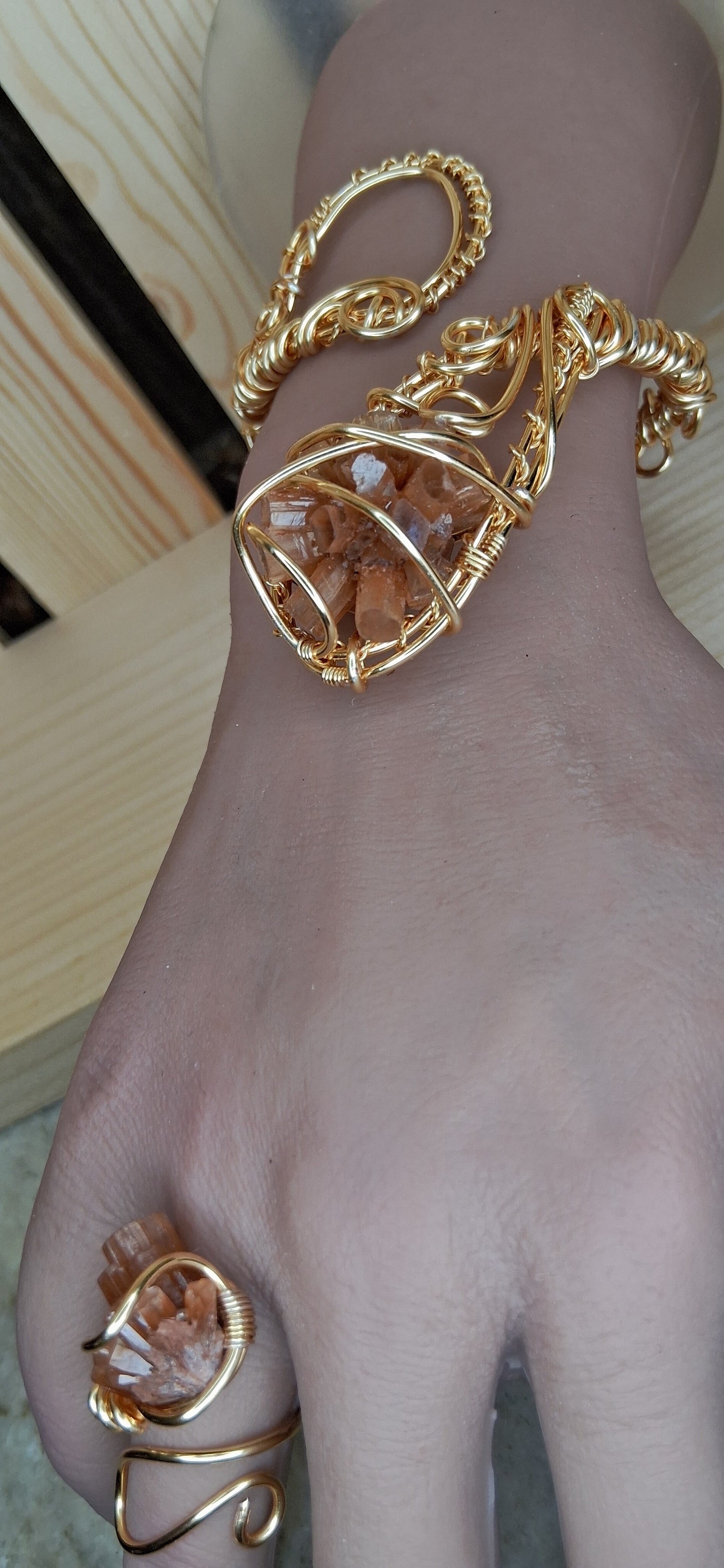 Aragonite Bracelet &amp; Ring Set