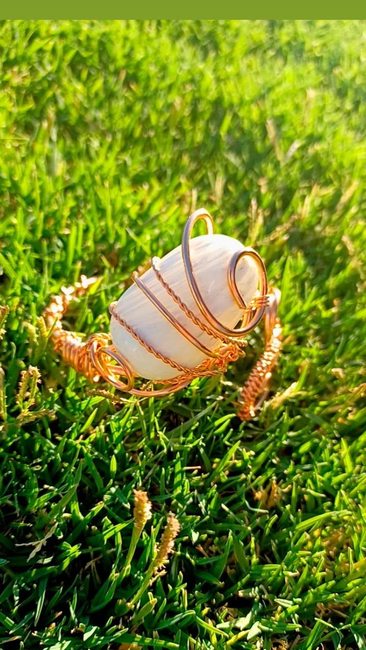 Scolecite Copper Bracelet Cuff "Compassion"