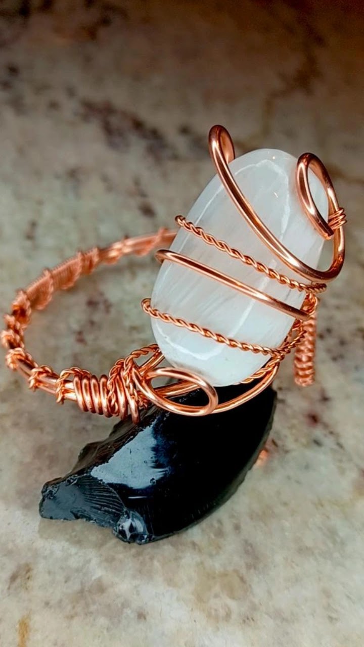 Scolecite Copper Bracelet Cuff "Compassion"