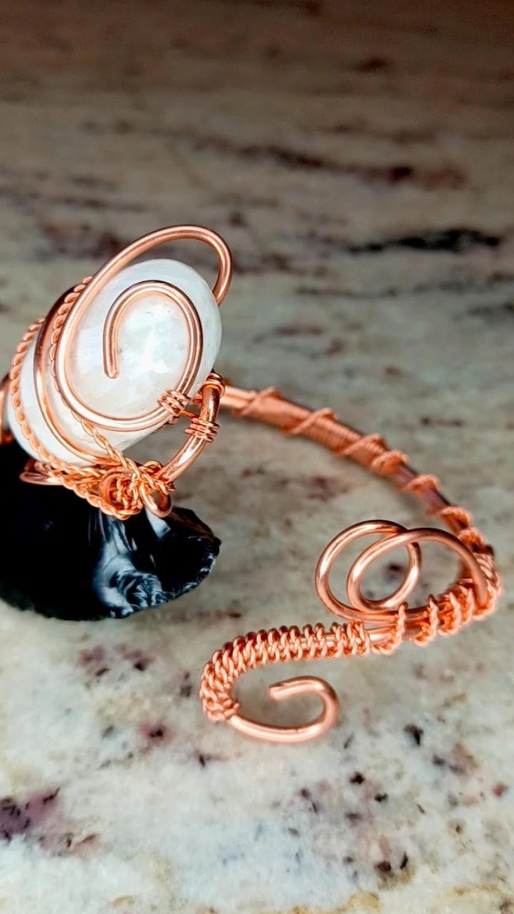 Scolecite Copper Bracelet Cuff "Compassion"