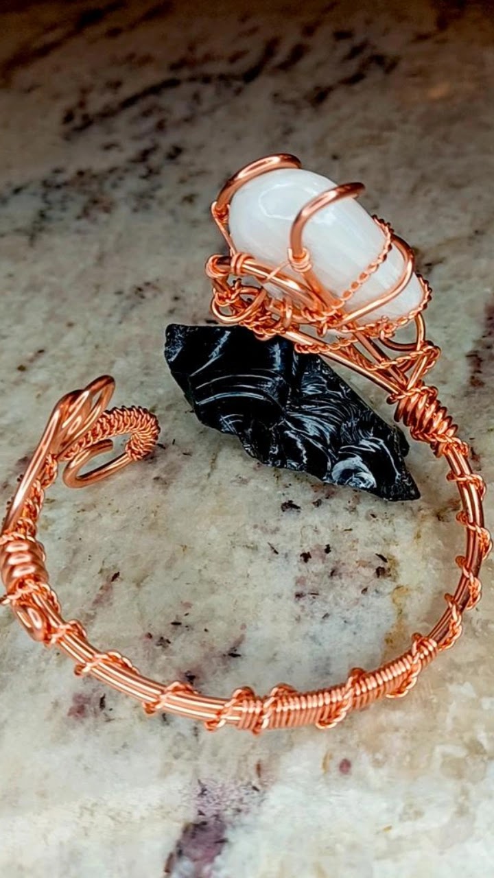 Scolecite Copper Bracelet Cuff "Compassion"