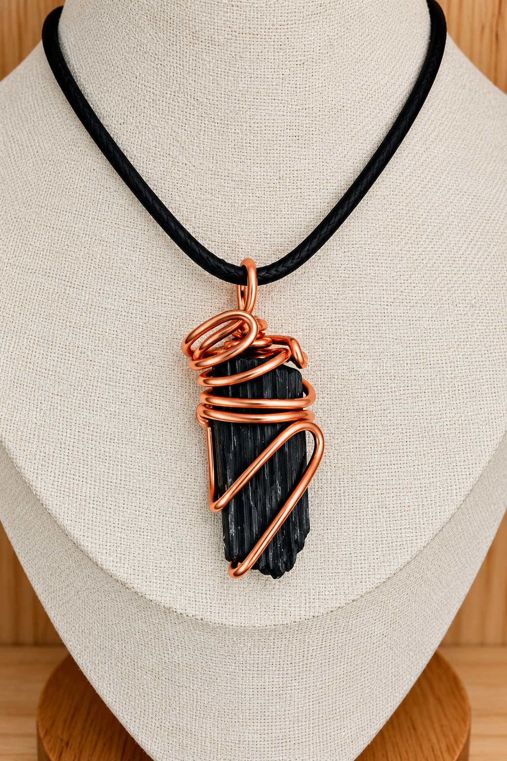 Unshakable 🖤 Handcrafted Black Tourmaline Pendant Copper Wire-