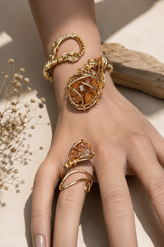 Aragonite Bracelet &amp; Ring Set